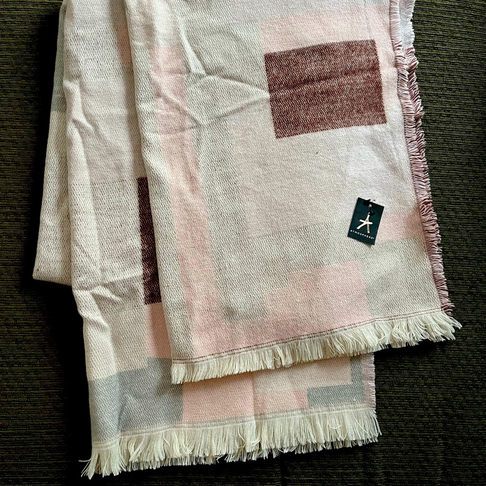Ladies atmosphere scarf 6 foot long by 3 foot wide pink in color